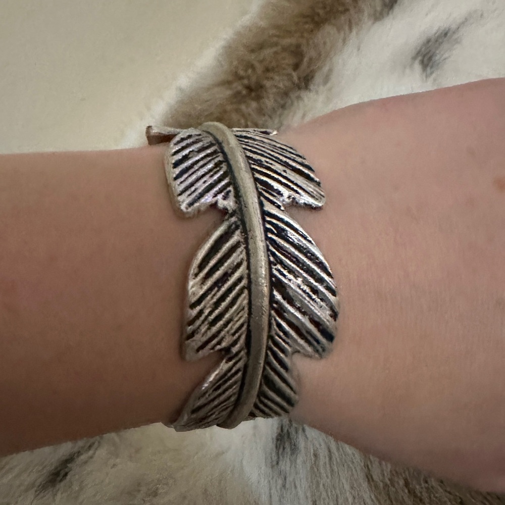 Rustic Cuff silver feather cuff